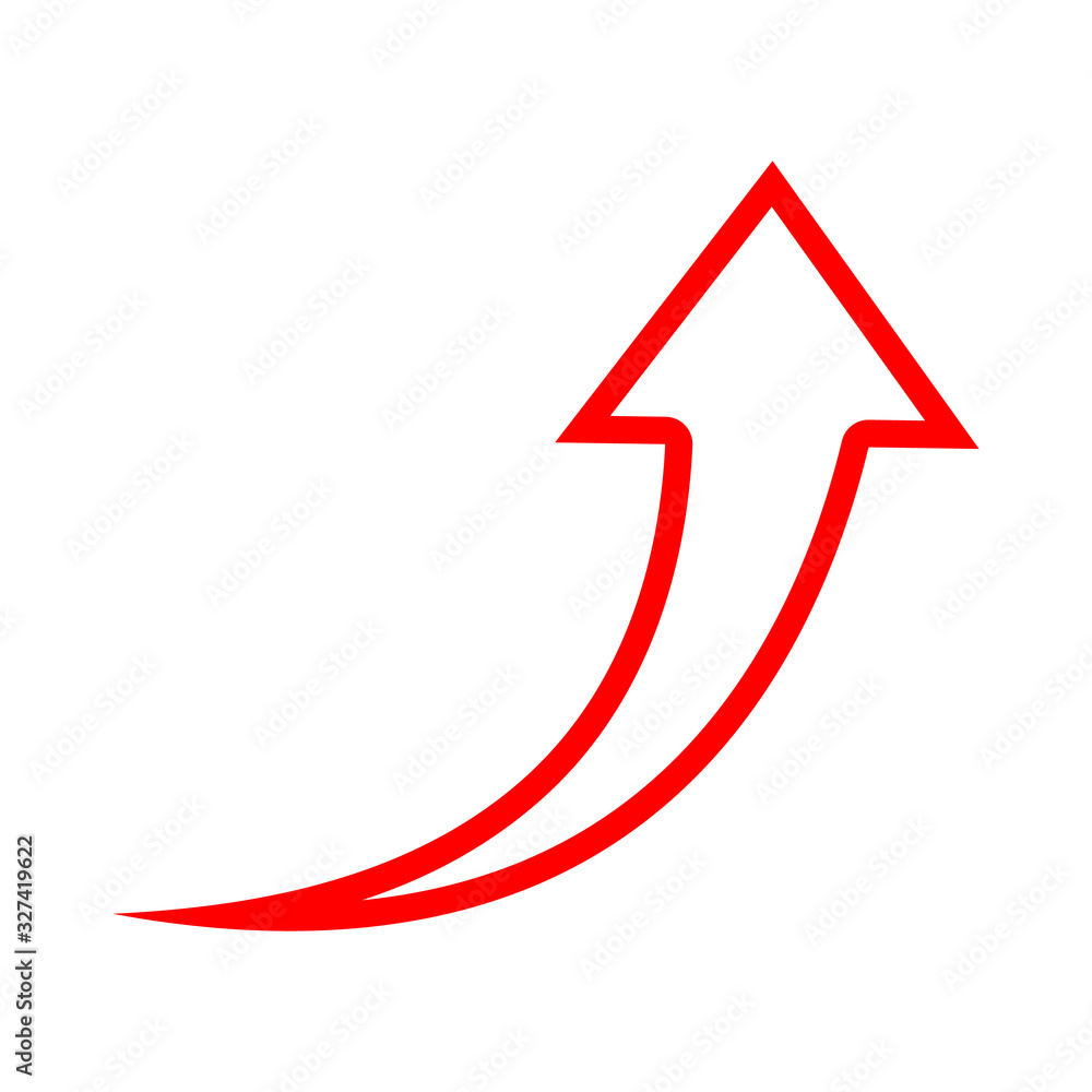 Poster vector up arrow isolated. red linear rising arrow