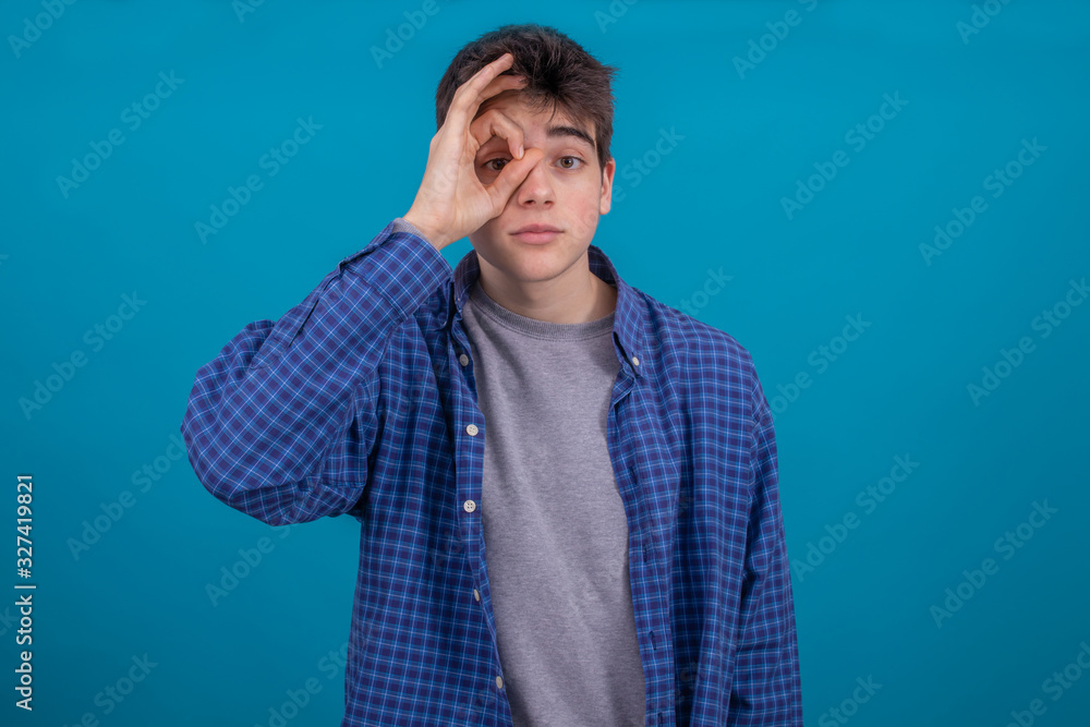 Poster teenager or student isolated on color background