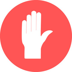 Fototapeta na wymiar Medical gloves in red circle icon. Protective rubber gloves icon for infographic, website or app. Latex hand protection sign. Housework cleaning equipment symbol.