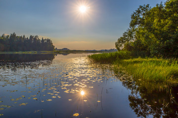 sunset over the lake