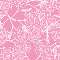 Fototapeta premium Abstract flower and foliage seamless pattern.Organic wallpaper,nature background for textile,banner,poster.Vector illustration