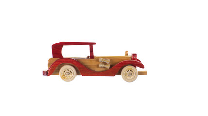 wooden toy car isolated on white background