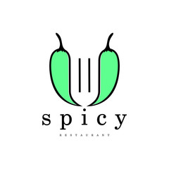 Two chilies that form a fork in the concept of a restaurant logo.