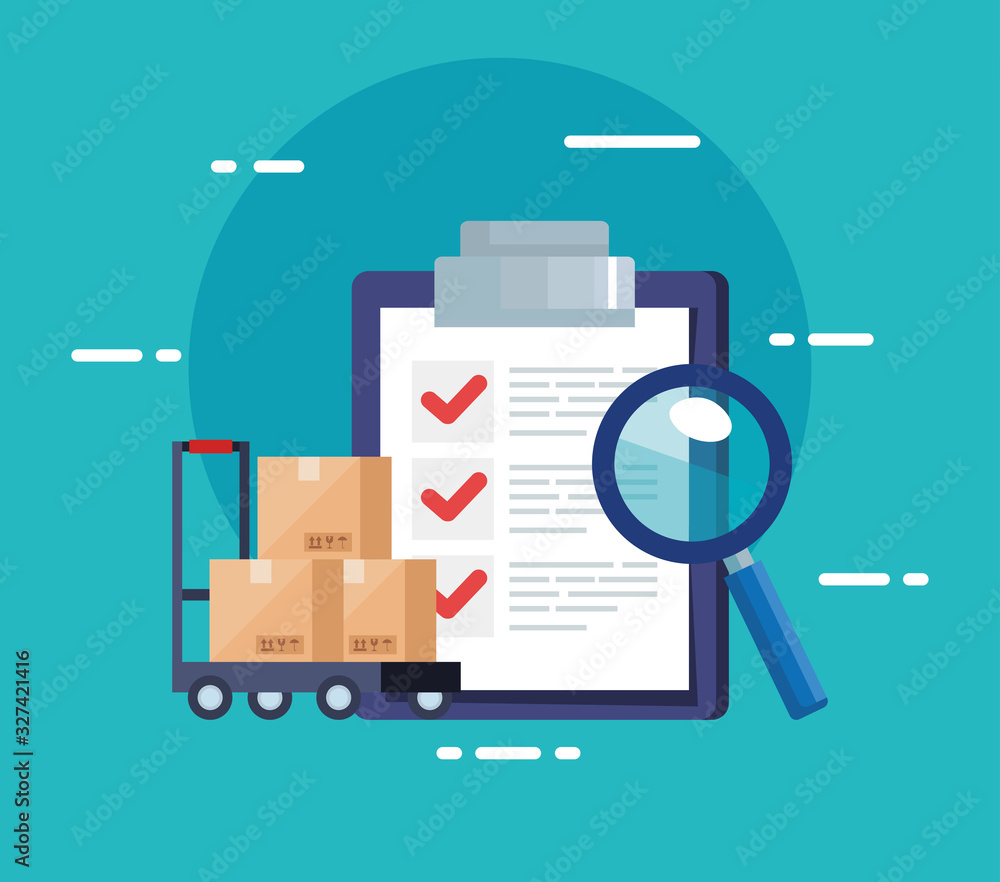 Poster checklist of delivery logistic service and icons vector illustration design