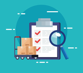 checklist of delivery logistic service and icons vector illustration design