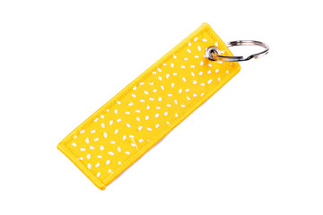 Pattern Key Chain Fabric Materials yellow in White Isolated Background