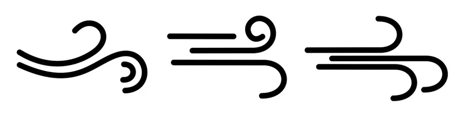 Fotobehang Set wind blow line icon. Blowing wind outline icons. Windy weather symbol, logo - stock vector © dlyastokiv