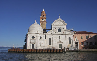 Fototapeta na wymiar The Church of San Michele, the Cemetery Island Venice Italy.