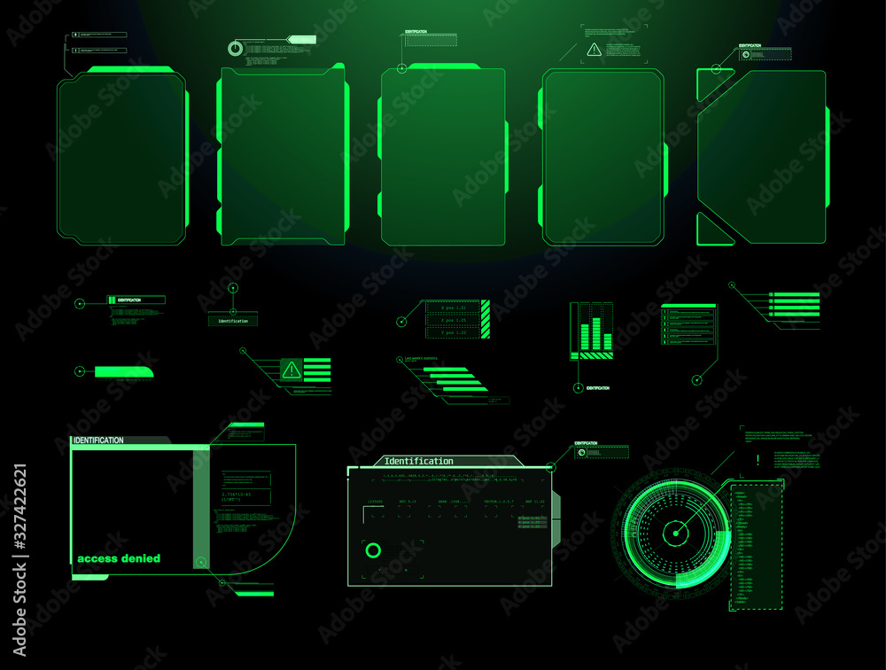 Poster futuristic vector hud interface screen design. digital callouts titles. hud ui gui futuristic user i
