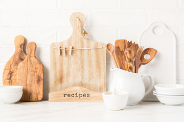 Kitchen utensils,tools  and dishware .nterior, modern kitchen space in bright colors.
