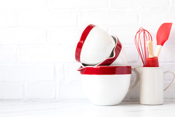 Kitchen utensils,tools.Interior, modern kitchen space in bright colors.
