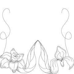 Hand drawn flower isolated. Simple outline sketch. Botany illustration. For coloring book. For flower shop. Decorative element. Ecology doodle. For post card, wallpaper, textile and wrapping paper