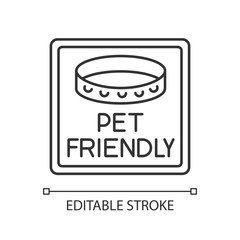 Pet friendly area sign pixel perfect linear icon. Animals with collars allowed. Thin line customizable illustration. Contour symbol. Vector isolated outline drawing. Editable stroke