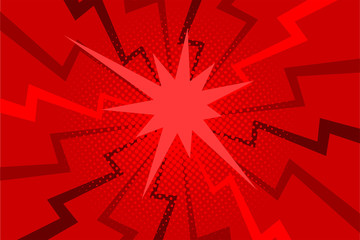 Comic red sunbeam background Retro pop art style cartoon