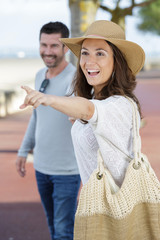 an excited woman with husband