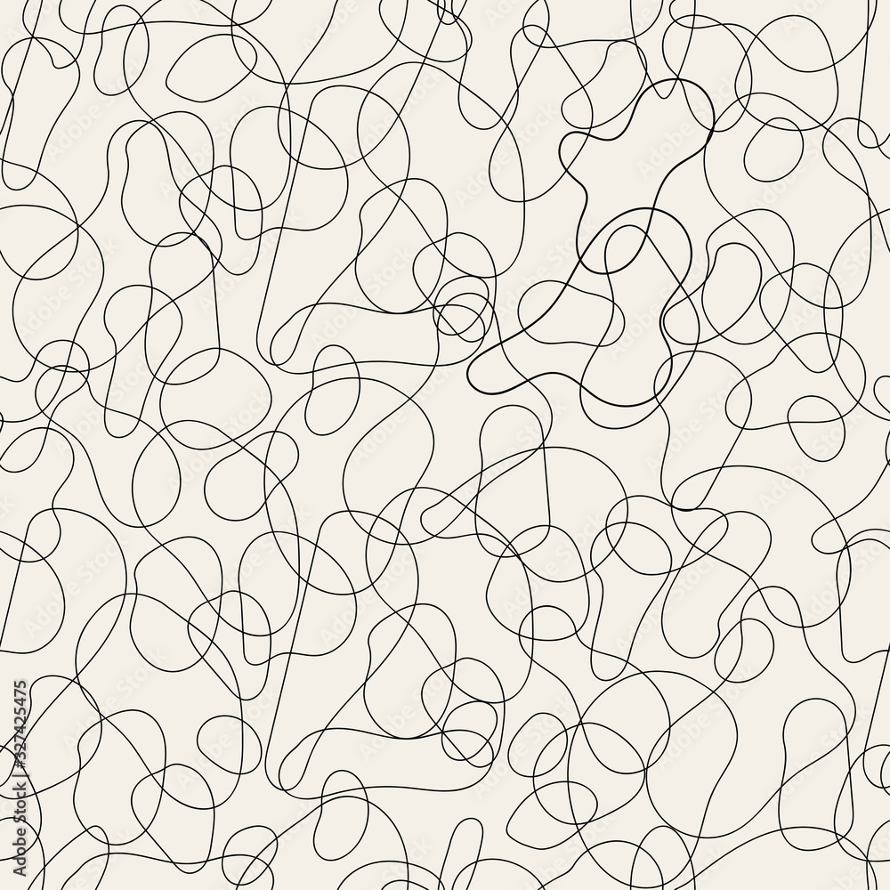 Poster doodle vector pattern with abstract chaotic strokes. seamless trendy texture