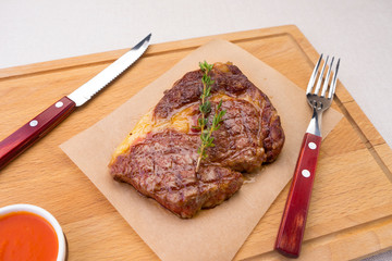 minion fillet on a wooden tray