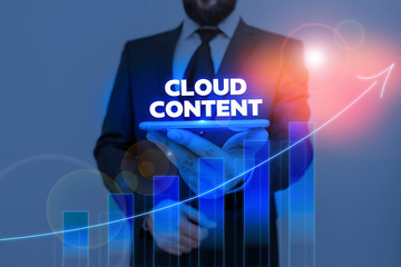 Word writing text Cloud Content. Business photo showcasing Standalone platform or supported by an...