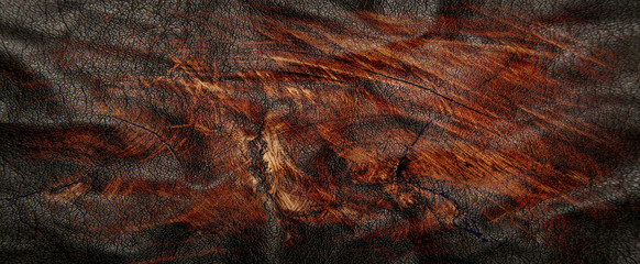 Dark brown background texture in old vintage paper design with black border, old antique metal background illustration in earthy coffee color