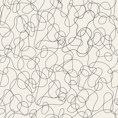 Doodle vector pattern with abstract chaotic strokes. Seamless trendy texture