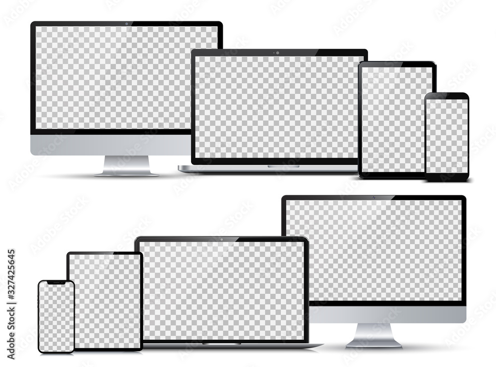 Poster Set technology devices with empty display - vector for stock