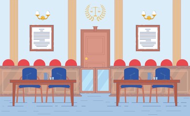 Courthouse Room with Prosecutor and Lawyer Place.