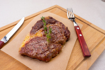 minion fillet on a wooden tray