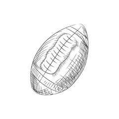 Ball for american football hand drawn sketch isolated on white background. Sport items elements in sketch style, vector illustration