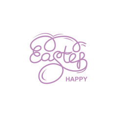 Vector illustration of happy Easter inscription. Beautiful lettering for decoration of greetings on the Easter holiday.