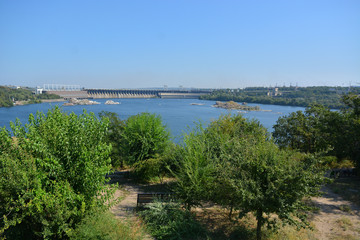 Fototapeta na wymiar Landscape. View from the island Khortytsya