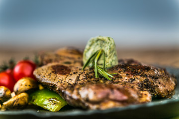The food in the restaurant. Food styling and restaurant meal serving. Gourmet restaurant menu...
