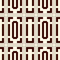 Repeated outline squares and brackets on white background. Symmetric geometric surface pattern design wallpaper.