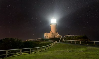 Tuinposter Byron Bay Lighthouse at night, Byron Bay Australia © Gary