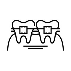 Orthodontist therapy line icon, concept sign, outline vector illustration, linear symbol.