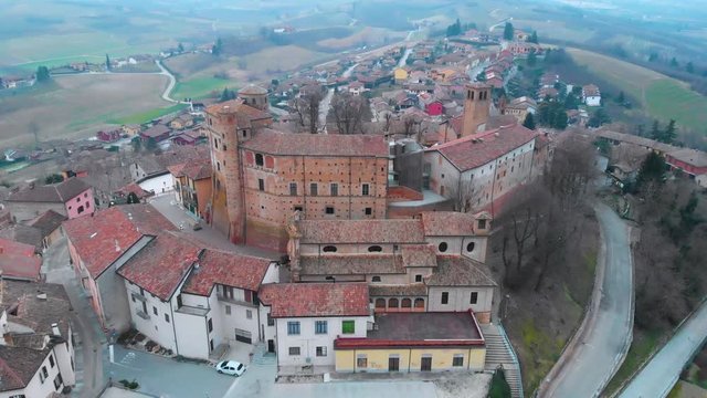 View of the city of Roddi, near Alba town, Piedmont, Italy