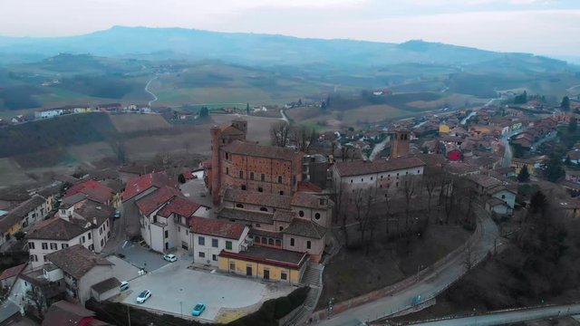 View of the city of Roddi, near Alba town, Piedmont, Italy