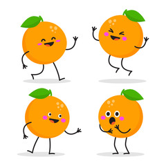 Cute cartoon orange character set