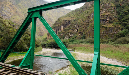 Rail road to Aguas Calientes/Peru. over Urubamba river