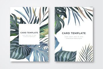 Fototapeta na wymiar Tropical Leaves Card Template