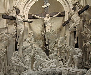 Fototapeta Crocefissione; particolare della cappella della Passione nella chiesa di Sant'Agostino a Cremona obraz