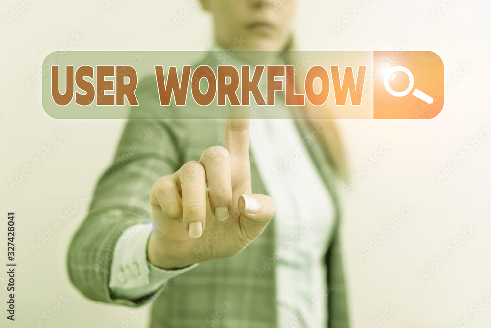 Poster word writing text user workflow. business photo showcasing orchestrated and repeatable pattern of bu