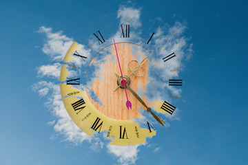 Collage of the clock face and the sky