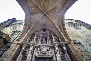 Fototapeta premium Details of Roman Catholic Church of Saint Vincent in San Sebastian, Basque County of Spain