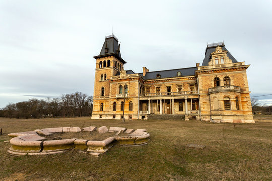 The abandoned Kegl castle in Csalapuszta, Hungary on a winter day.