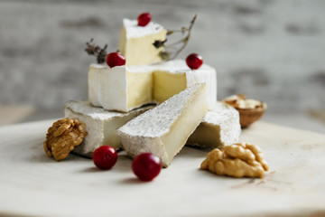 craft organic cheese (camembert, brie) with berries