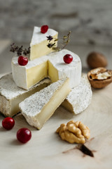craft organic cheese (camembert, brie) with berries