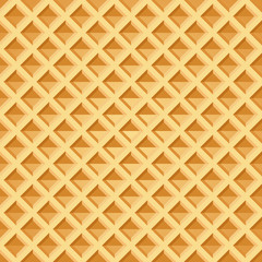 Wafer seamless pattern. Baked waffle background with repeating texture. Stylized flat style vector eps8 illustration.