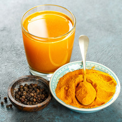 Turmeric with water and black pepper. Healthy eating