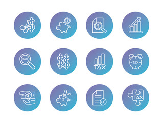 bundle of taxes set degraded style icons
