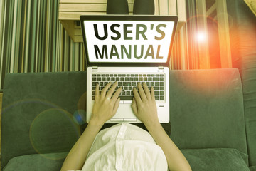 Conceptual hand writing showing User Manual. Concept meaning Contains all essential information of...